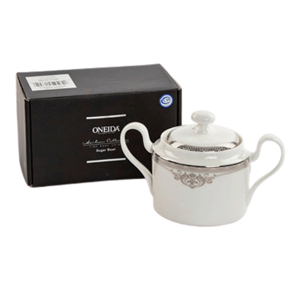 Oneida Heirloom Collection Michelangelo Bone China Sugar Bowl， Silver