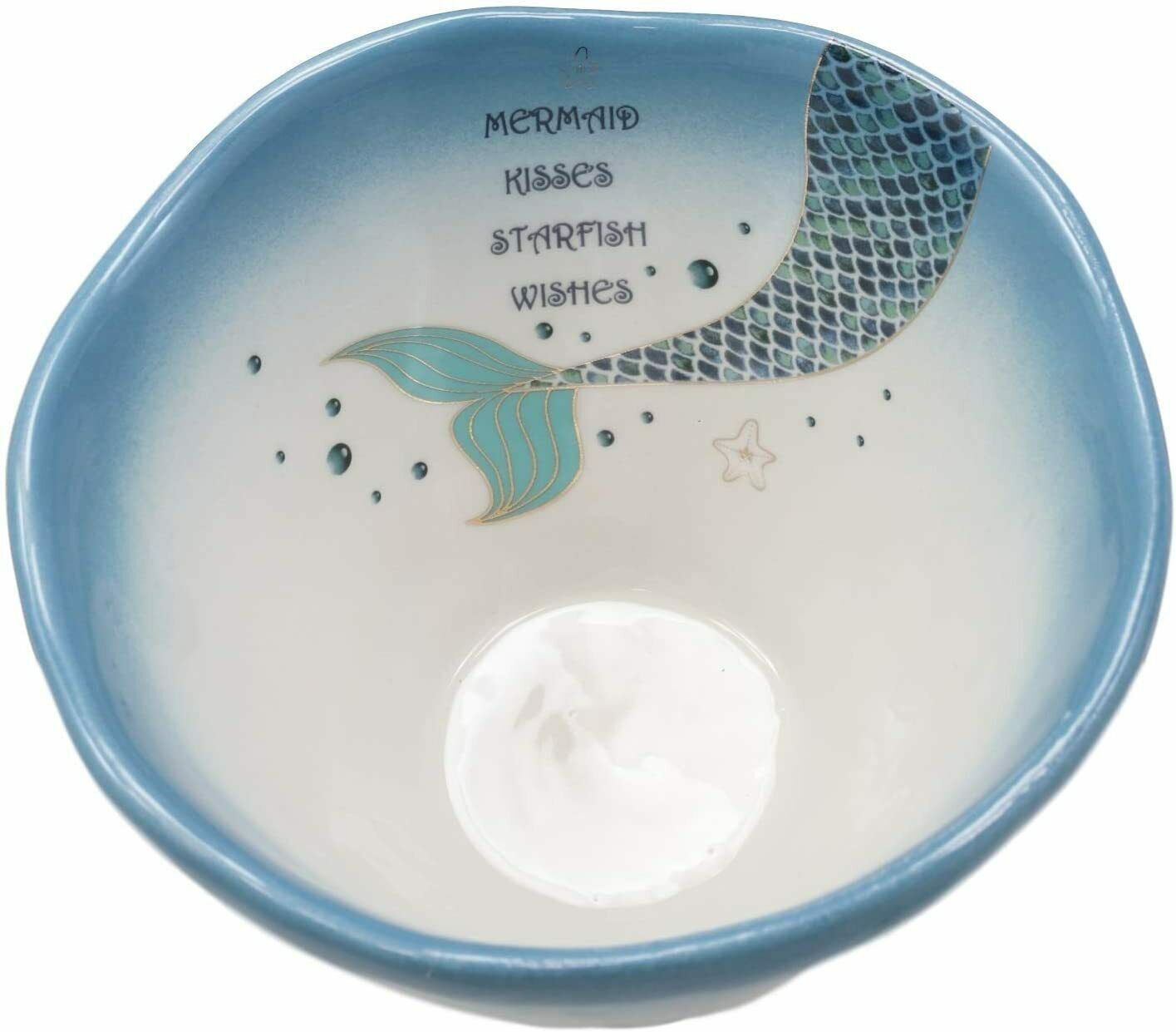 1 Mermaid Kisses Starfish Kisses Ceramic Soup Rice Bowls With Wavy Lip Set Of 2 EBR02