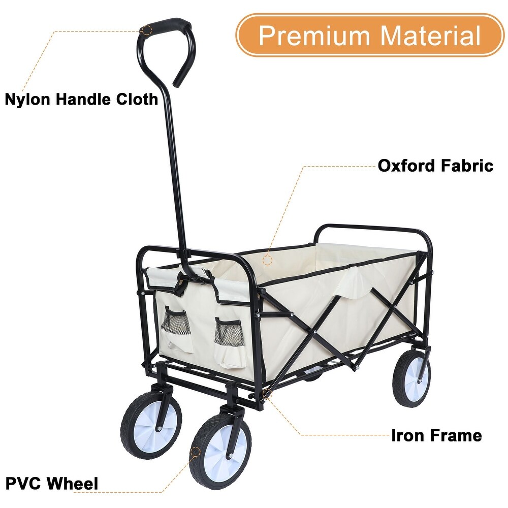 Foldable Utility Wagons Folding Cart 200 lbs Capacity for Outdoor Use