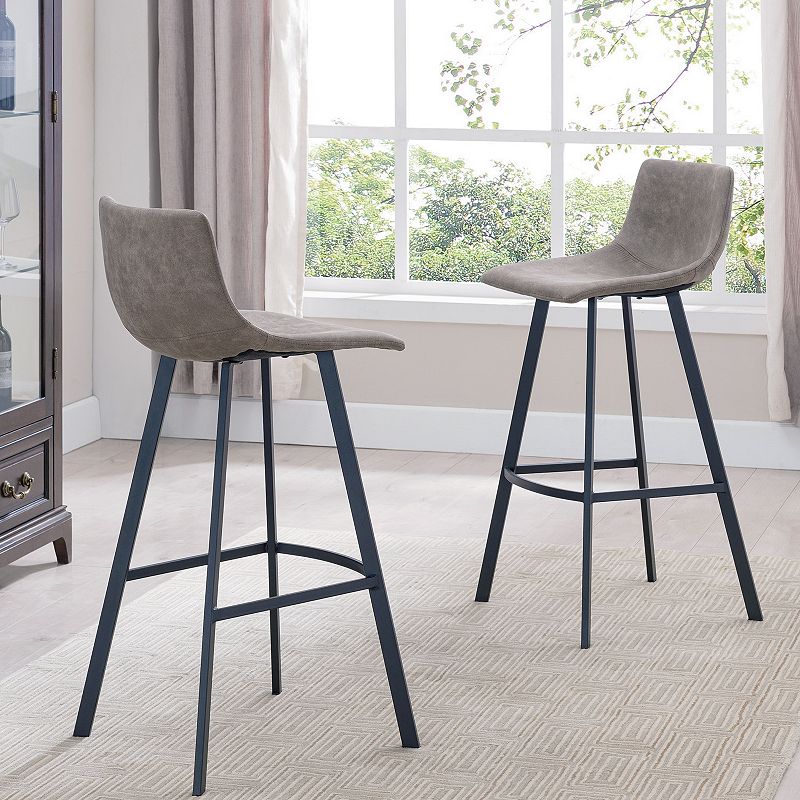 Leick Furniture Matte Black and Gray Bar Stool Set