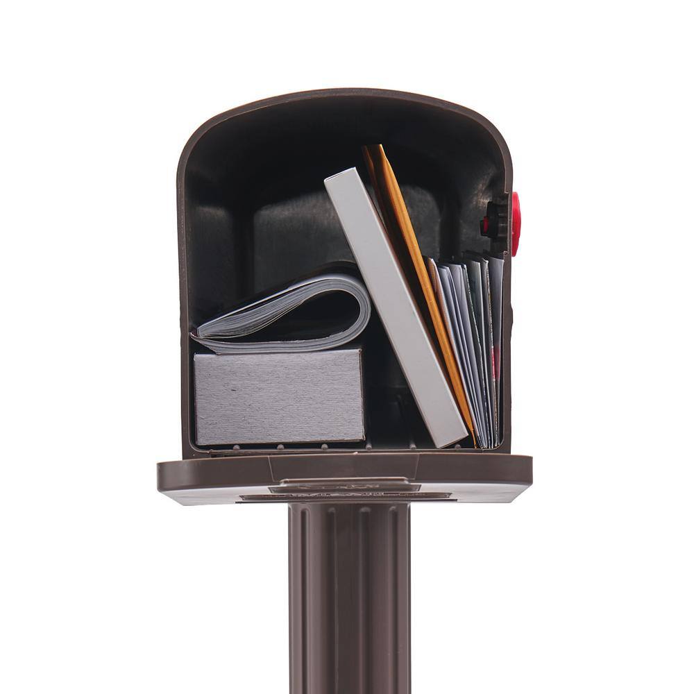 Architectural Mailboxes Newbury Mocha Medium Plastic Mailbox and Post Combo NC000MAM