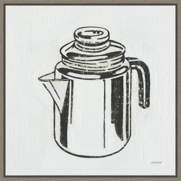 X 16 quot Retro Coffee Pot Kitchen By Kathrine Lovell Framed Wall Canvas Amanti Art