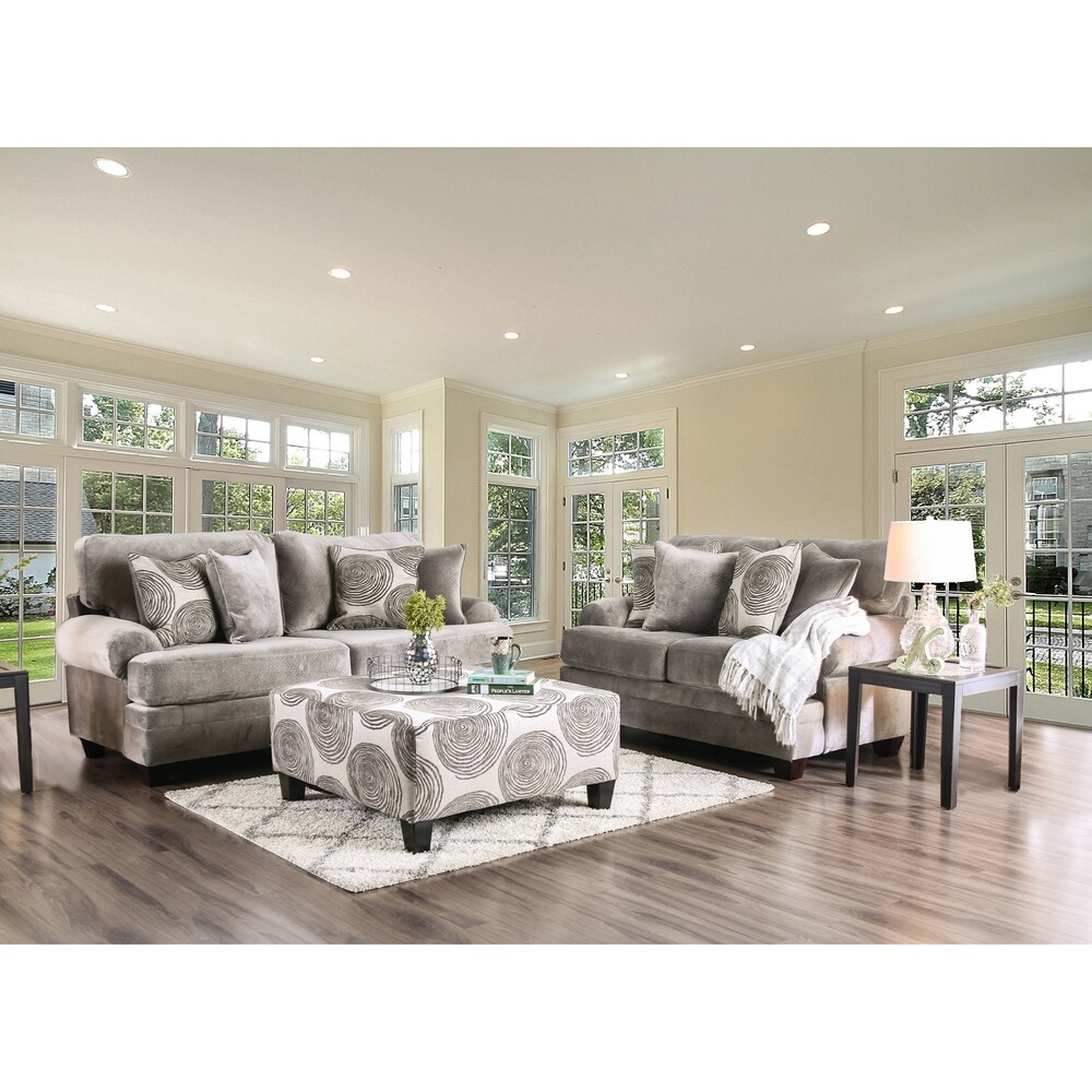 Jeta Contemporary Microfiber 3 Piece Living Room Set by Furniture of America