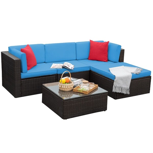 Homall 5 Pieces Wicker Patio Furniture Sets Rattan Outdoor Sectional Sofa