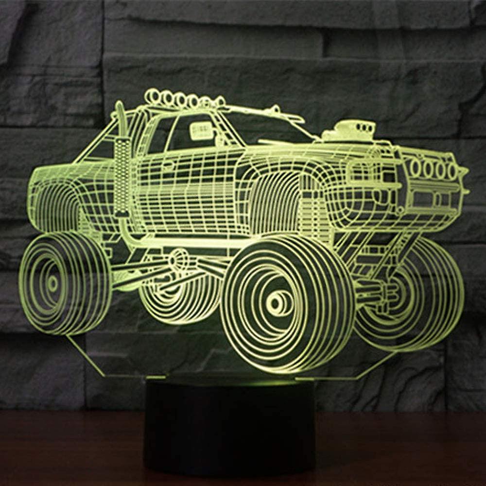 Abstractive 3d Suv Monster Truck Optical Illusion Night Light 7 Color Change Touch Switch Usb Powered Led Halloween Desk Lamp For Holiday Birthday Gif