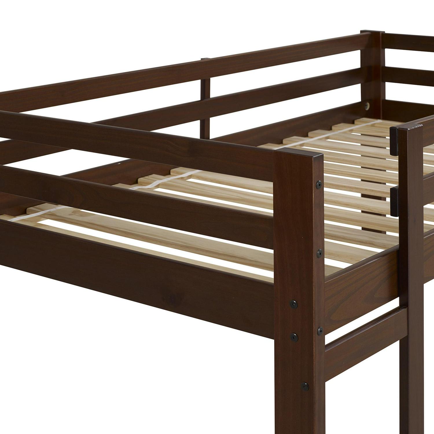 Manor Park Traditional Solid Wood Twin Low Loft Bed Walnut  Crowdfused