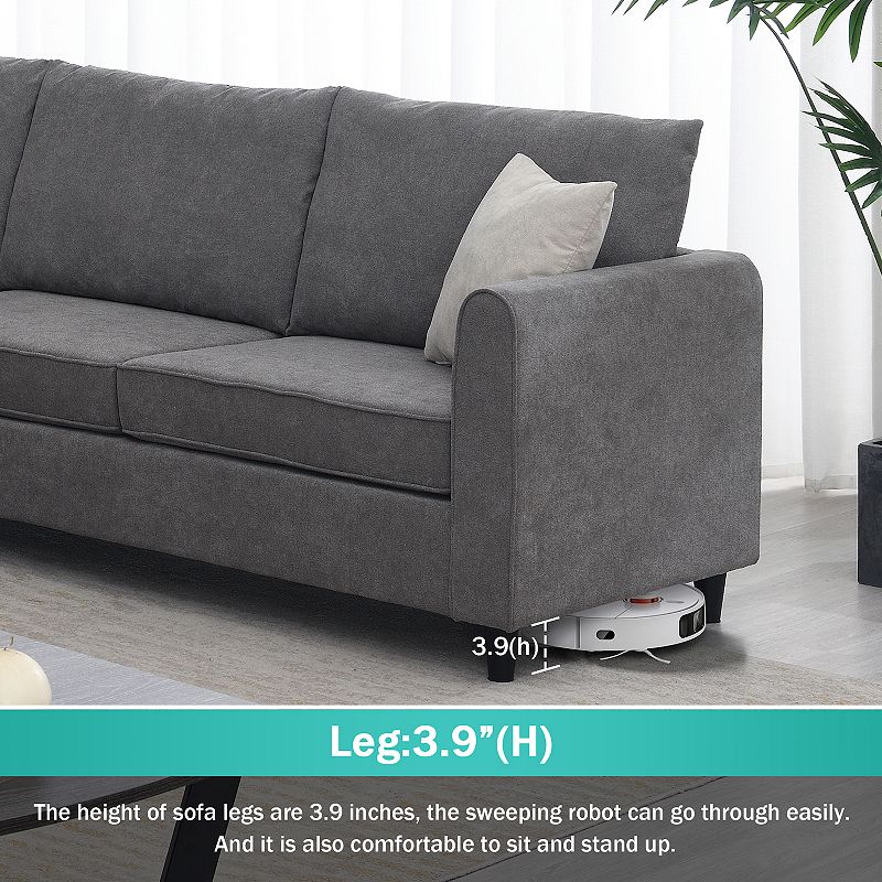 F.c Design Modern Upholstered L Shaped Living Room Sectional Sofa， Furniture Couch 3 Pillows