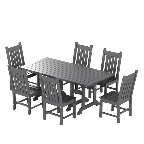 Polytrends Laguna Hdpe All Weather Outdoor Patio Dining Set with Rectangular Table，Armless Dining Chairs (7Piece Set)