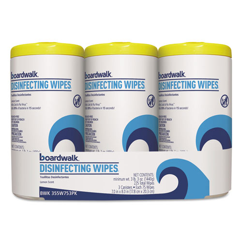 Boardwalk Disinfecting Wipes | 8 x 7， Lemon Scent， 75