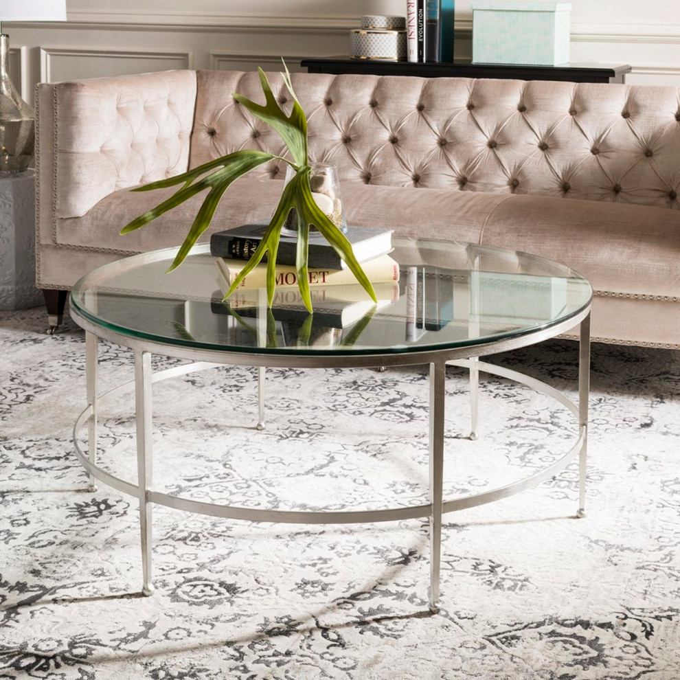 Valleta Antique Silver Glass Cocktail Table   Modern   Coffee Tables   by Virgil Stanis Design  Houzz