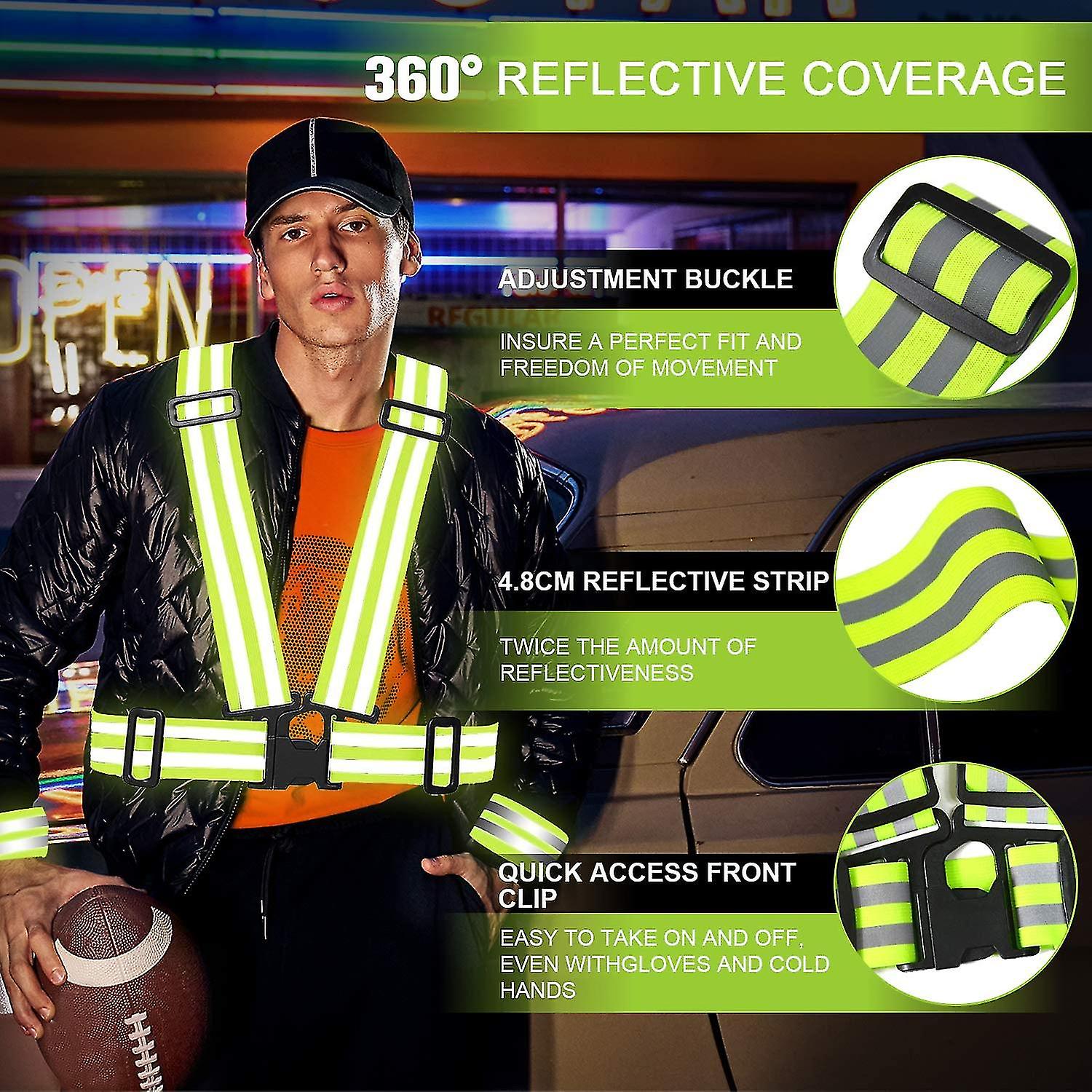 Safety Vest Reflective Vest Bicycle Reflective Tape Reflective Wristband Adjustable And Elastic For Running， Jogging，motorcycle