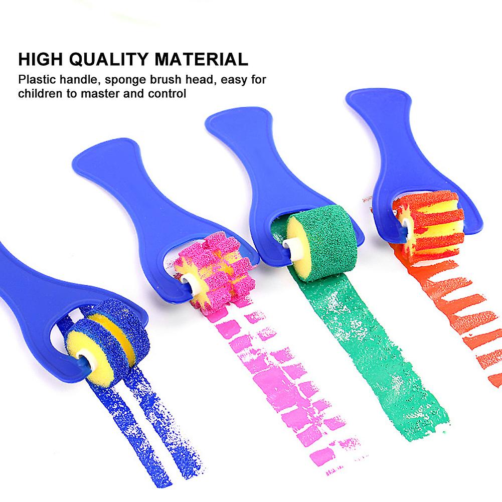 4pcs Kids Sponge Painting Roller Brushes Kit Child Diy Painting Tool Educational Paint Toy