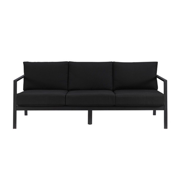 Linon Lark Aluminum Three Seater Sofa Black