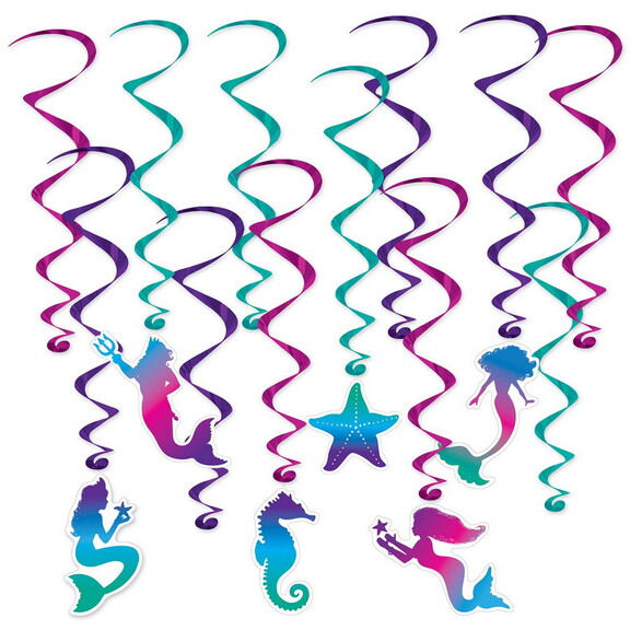 Beistle 53432 Mermaid Whirls  6 whirls w/icons6 ...