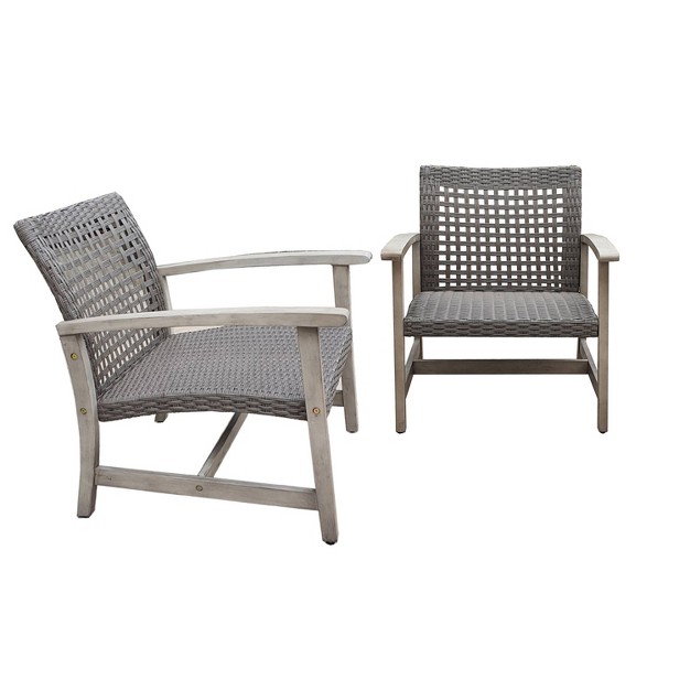 Monterosso 2pc Wood amp Rattan Outdoor Patio Loveseat amp Coffee Table Set Dukap