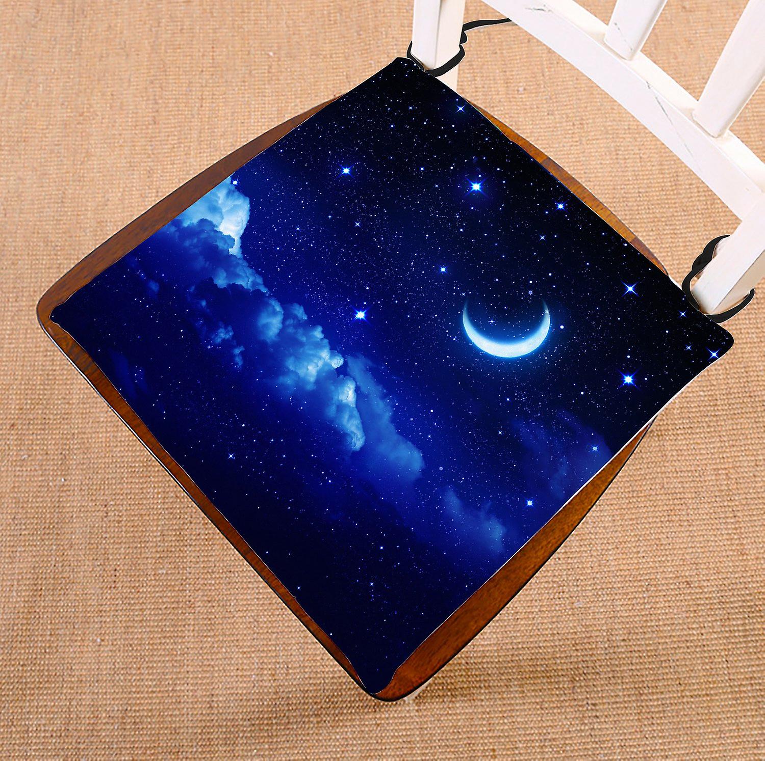 Night Sky Chair Pad， Starry Sky With Moon In Scenic Cloudscape Seat Cushion Chair Cushion Floor Cushion 40x40 Cm