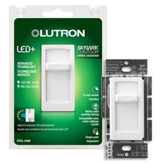 Lutron Skylark Contour Slide LED+ Dimmer Switch for LED and Incandescent Bulbs 150-WattSingle-Pole White (CTCL-150H-WH) CTCL-150H-WH