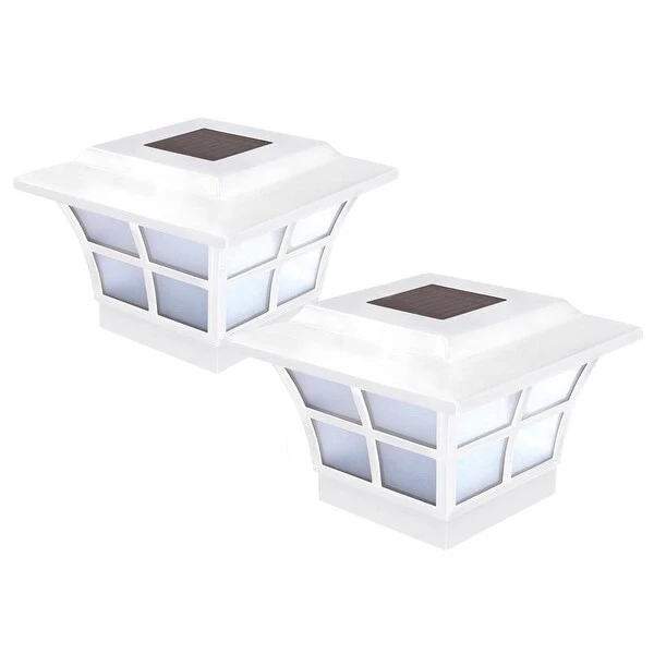 Classy Caps 4 x 4 White Prestige Solar Post Cap (2-Pack)