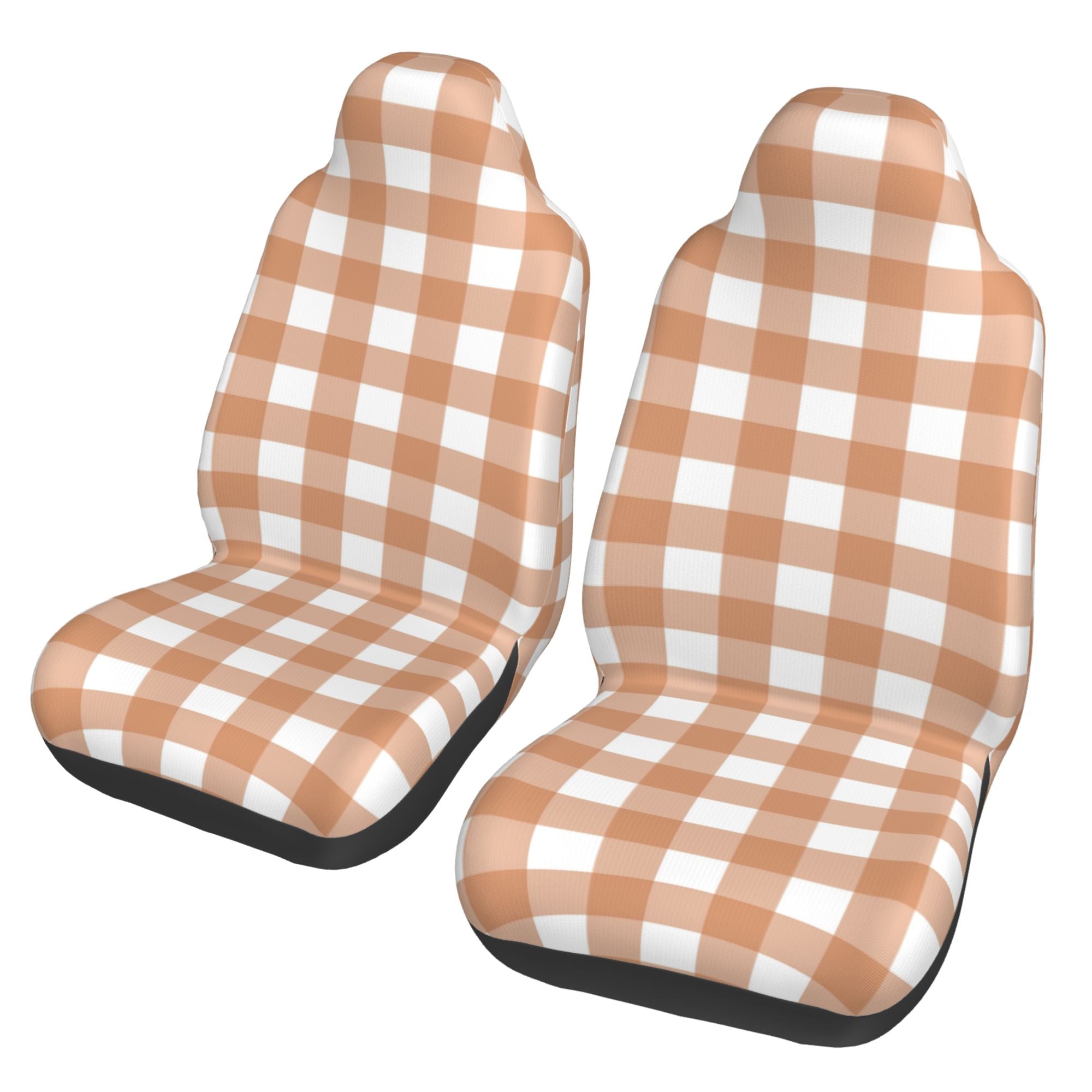 ZICANCN Car Seat Cover Brown Gingham Print Car Front Seat Covers Protectors ， Automotive Seat Covers for Cars Trucks Suv