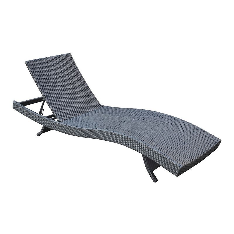 49 Inches Aluminum Frame Wicker Woven Lounge Chair， Black