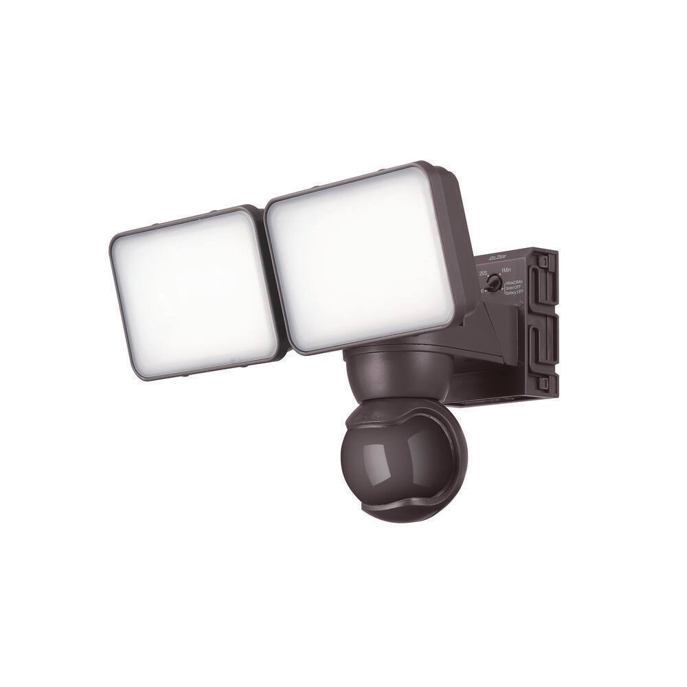 Defiant 2000 Lumen 240-Degree Integrated LED Motion Activated Bronze Two-Head Outdoor Flood Light Multi-Power Source Technology DFI-8852-BZ