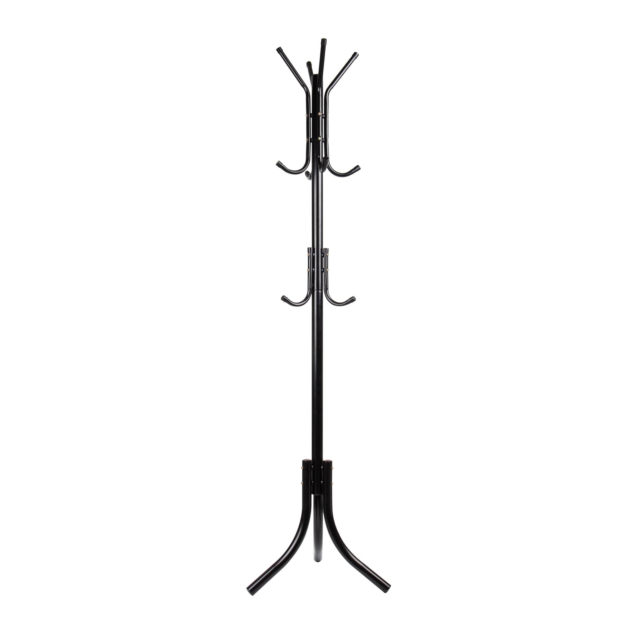 Mind Reader Classic 11-Hook Metal Coat and Hat Rack Stand， Black