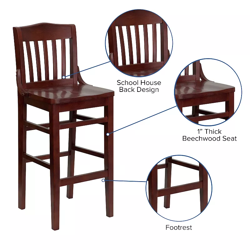 Flash Furniture Hercules Series School House-Back -Wood Restaurant Bar Stool