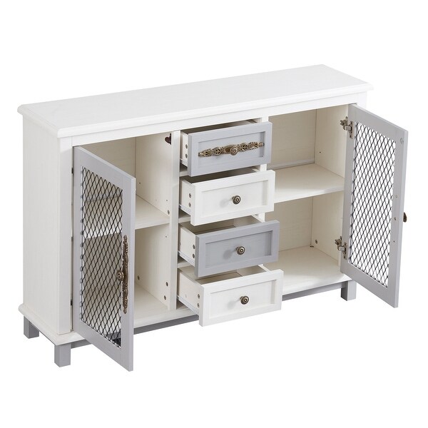 Retro Entryway Console Table Storage Sideboard with 4 Drawers