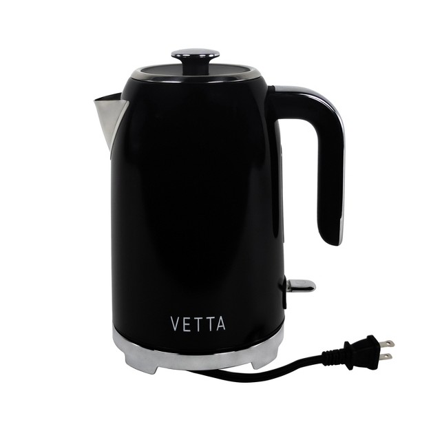 Vetta 1 75 qt Stainless Steel Retro Electric Kettle With Strix Controller Black