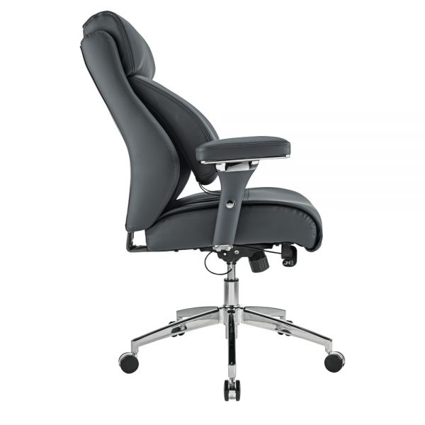 Modern Comfort Keera Bonded Leather Mid-Back Manager's Chair， Gray/Chrome， BIFMA Certified