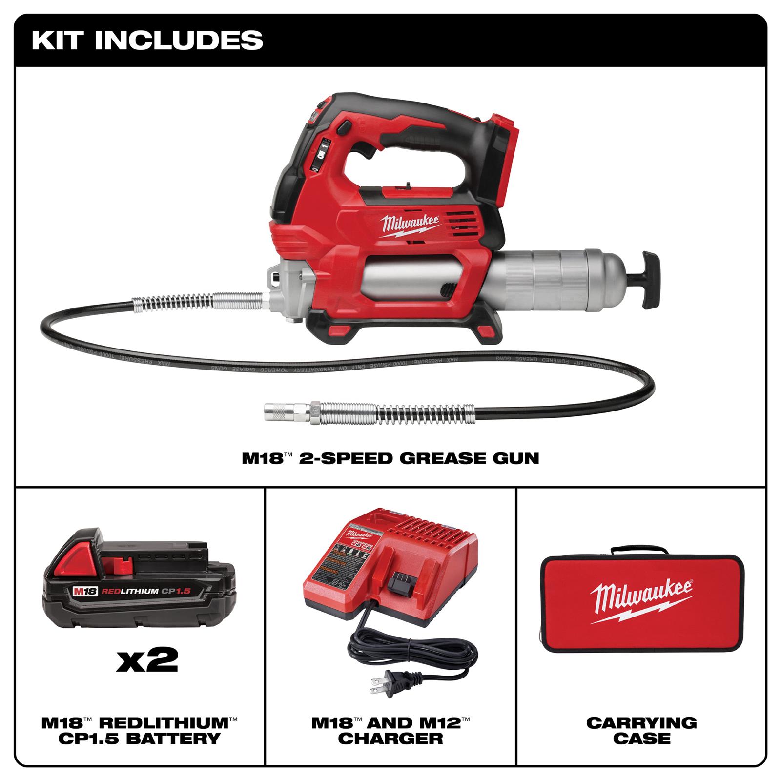 Milwaukee Tool 2646-22CT Milwaukee M18 Cordless 2-Speed Grease Guns