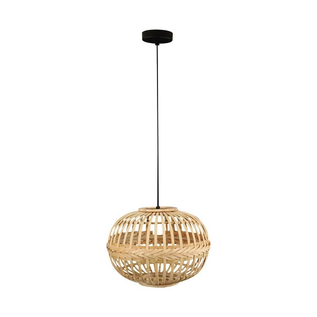 1 light Armsfield Oval Pendant With Wood Shade Brown Eglo