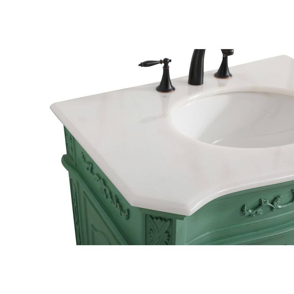 Simply Living 32 in. W x 21 in. D x 36 in. H Bath Vanity in Vintage Mint with White And Brown Vein Marble Top SL30396VM