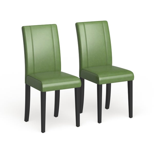 Roundhill Furniture Urban-Style Solid Wood Leatherette Small Padded Parson Chairs (Set of 2)