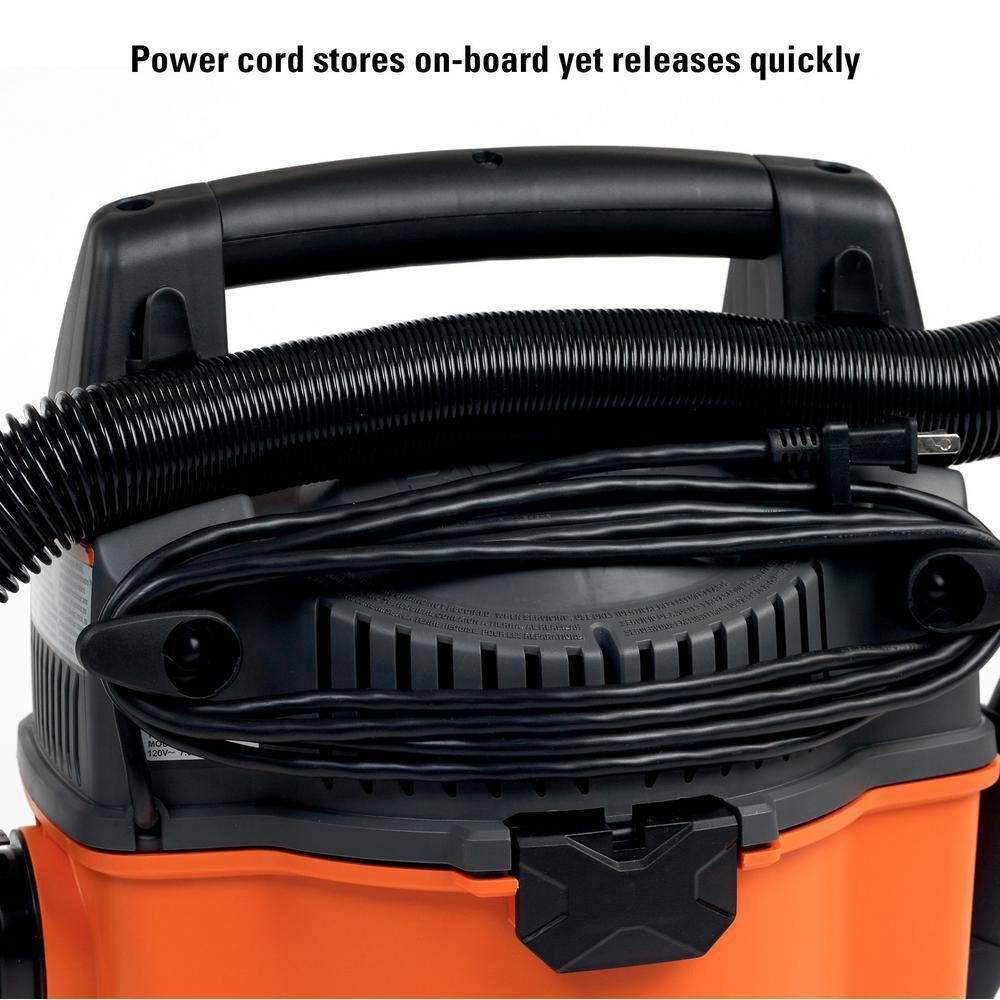 RIDGID 3 Gallon 3.5 Peak HP Portable WetDry Shop Vacuum with Built in Dust Pan Filter Expandable Locking Hose and Car Nozzle WD3050