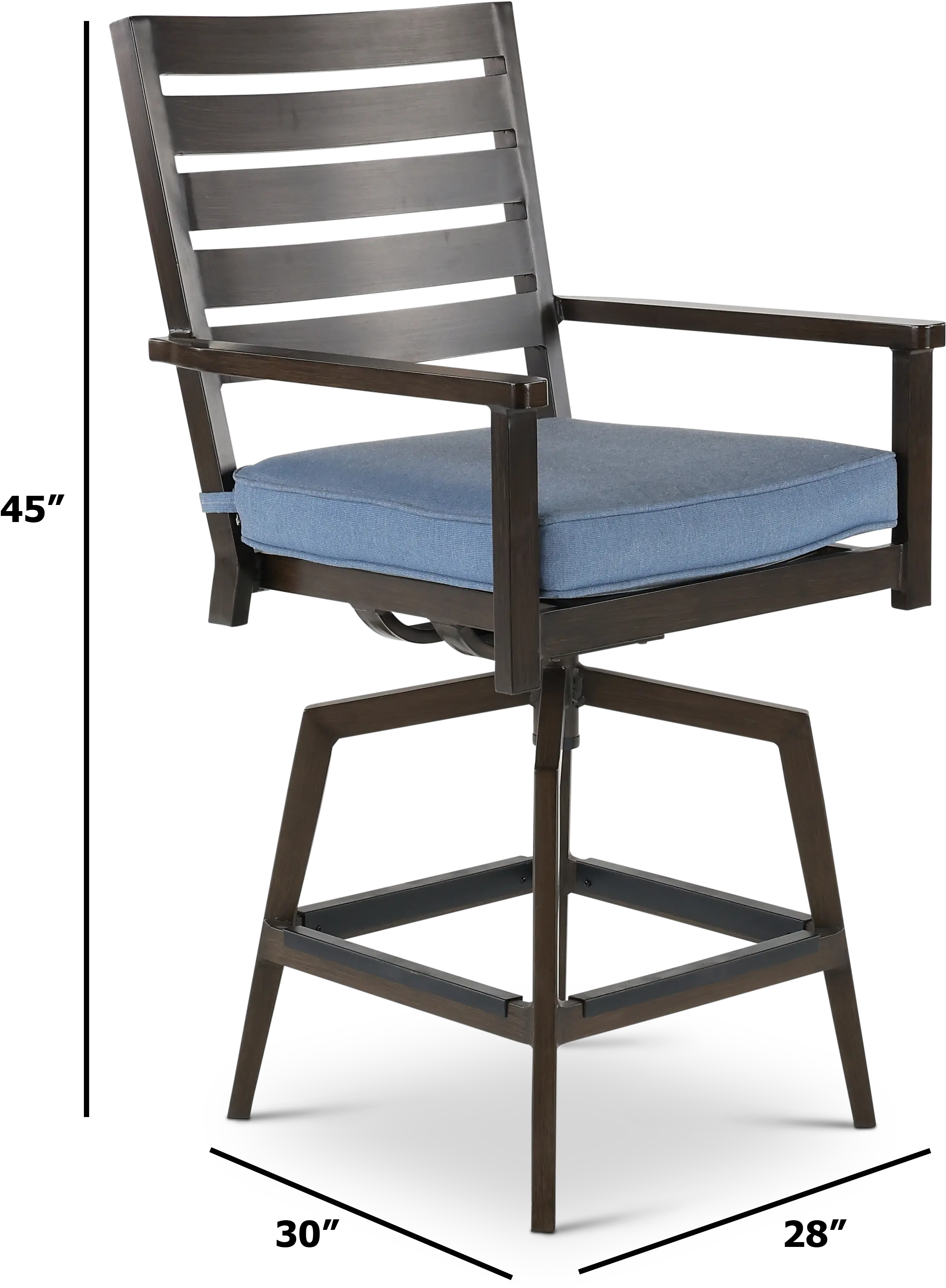 Adeline Denim Blue Swivel Outdoor Bar Stool