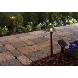 Hampton Bay Solar Oil Rubbed Bronze Outdoor Integrated LED Mushroom Landscape Path Light with Remote Solar Panel (2-Pack) 29152