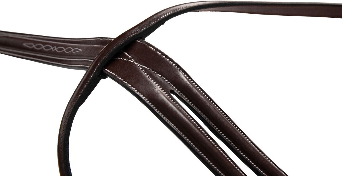 Huntley Equestrian Sedgdwick English Leather Fancy Stitched English Running Martingale， Brown， Full