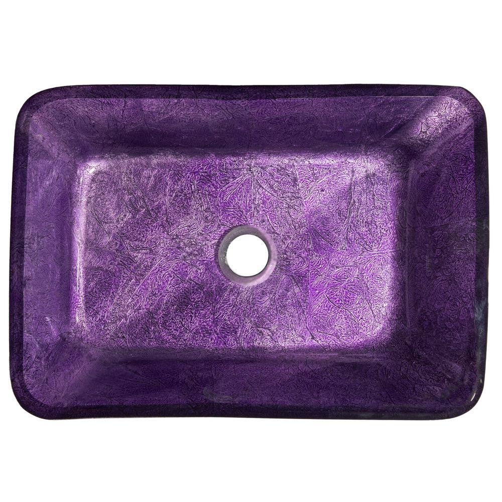 Eden Bath Purple Foil Glass Rectangular Vessel Sink EB_GS78