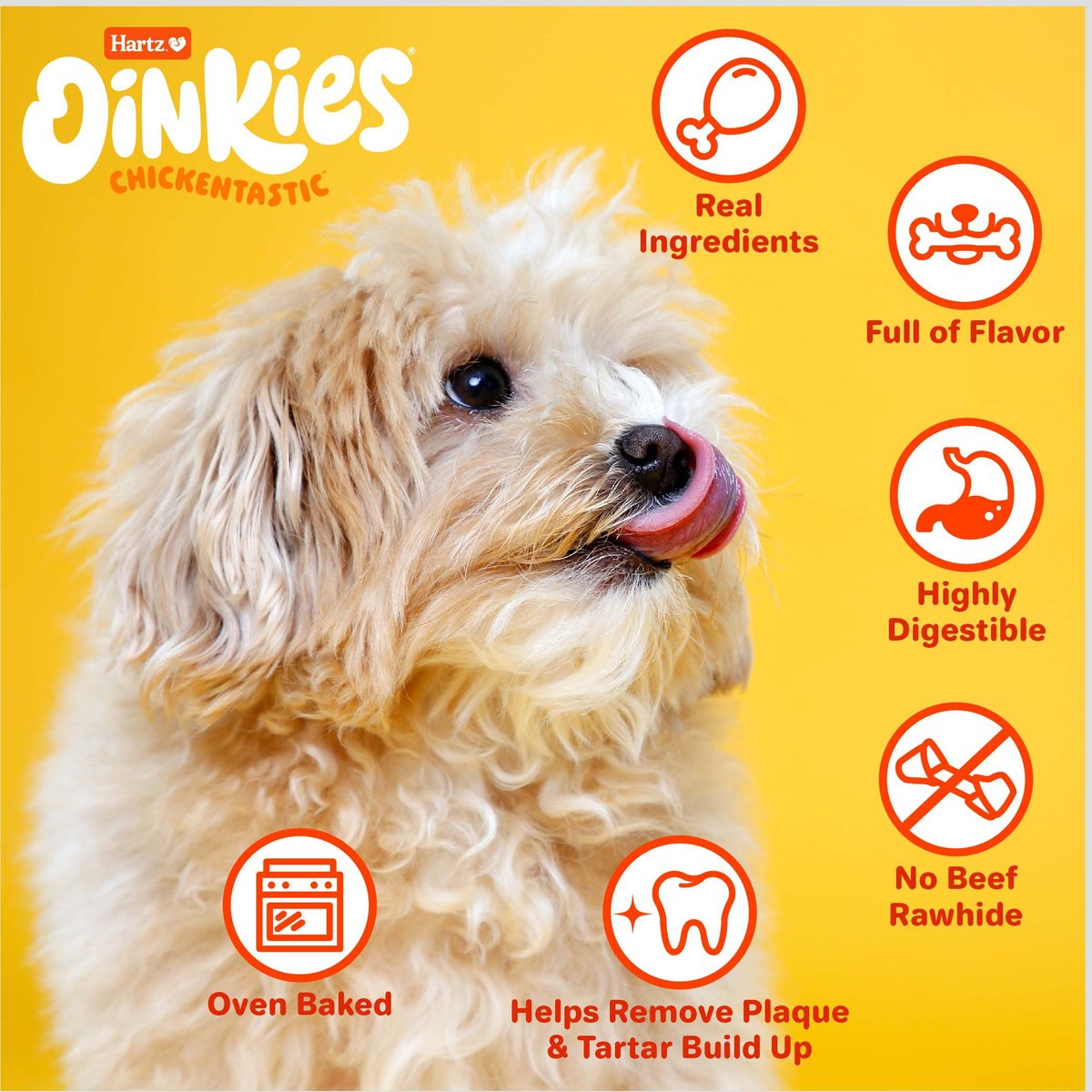 Hartz Oinkies Chickentastic Hearty Twists Natural Chew Dog Treats， 24 count