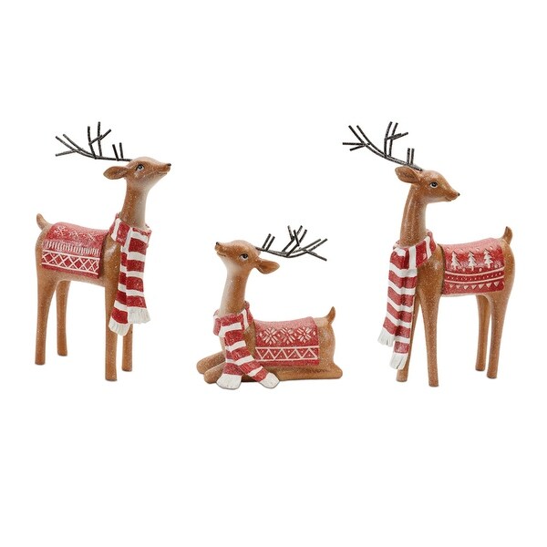 Glittered Nordic Deer Figurine (Set of 3)