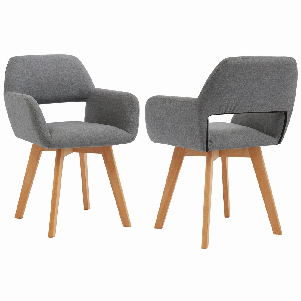 Modern Linen Fabric Dining Chairs (Set of 2)