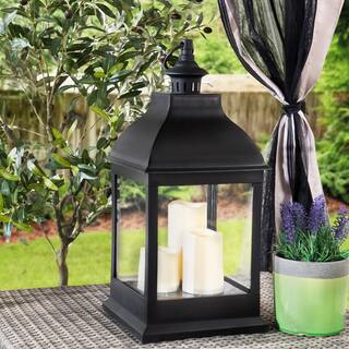 Sunjoy Osborne 20 in. Classic Black Outdoor Battery Powered Lantern D201007407