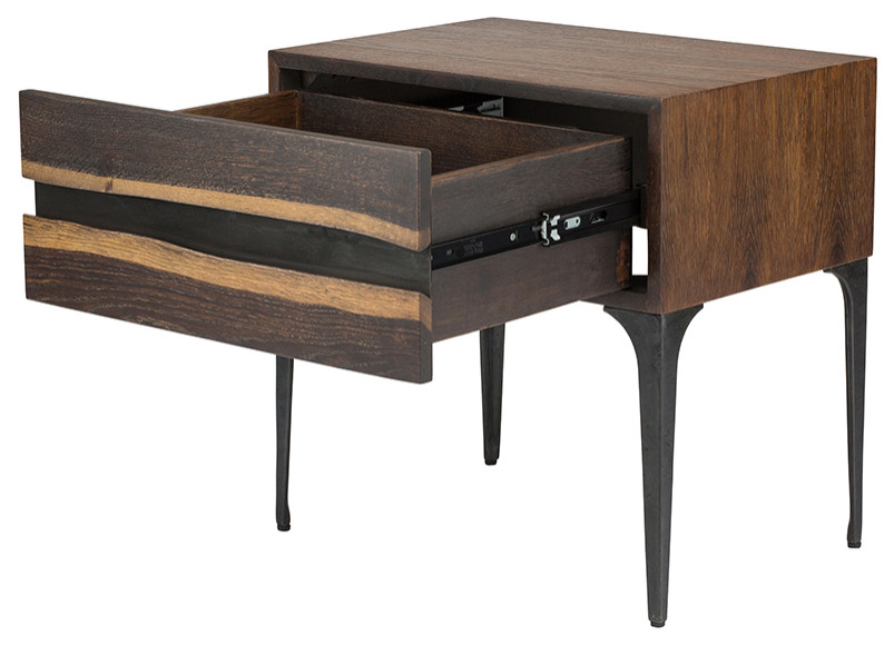 Prana Oak Side Table   Industrial   Side Tables And End Tables   by Nuevo  Houzz