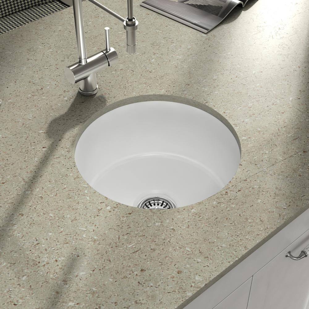 Empire Industries Yorkshire Bar White Fireclay 19 in. Undermount Bar Sink with Grid and Strainer YU18R