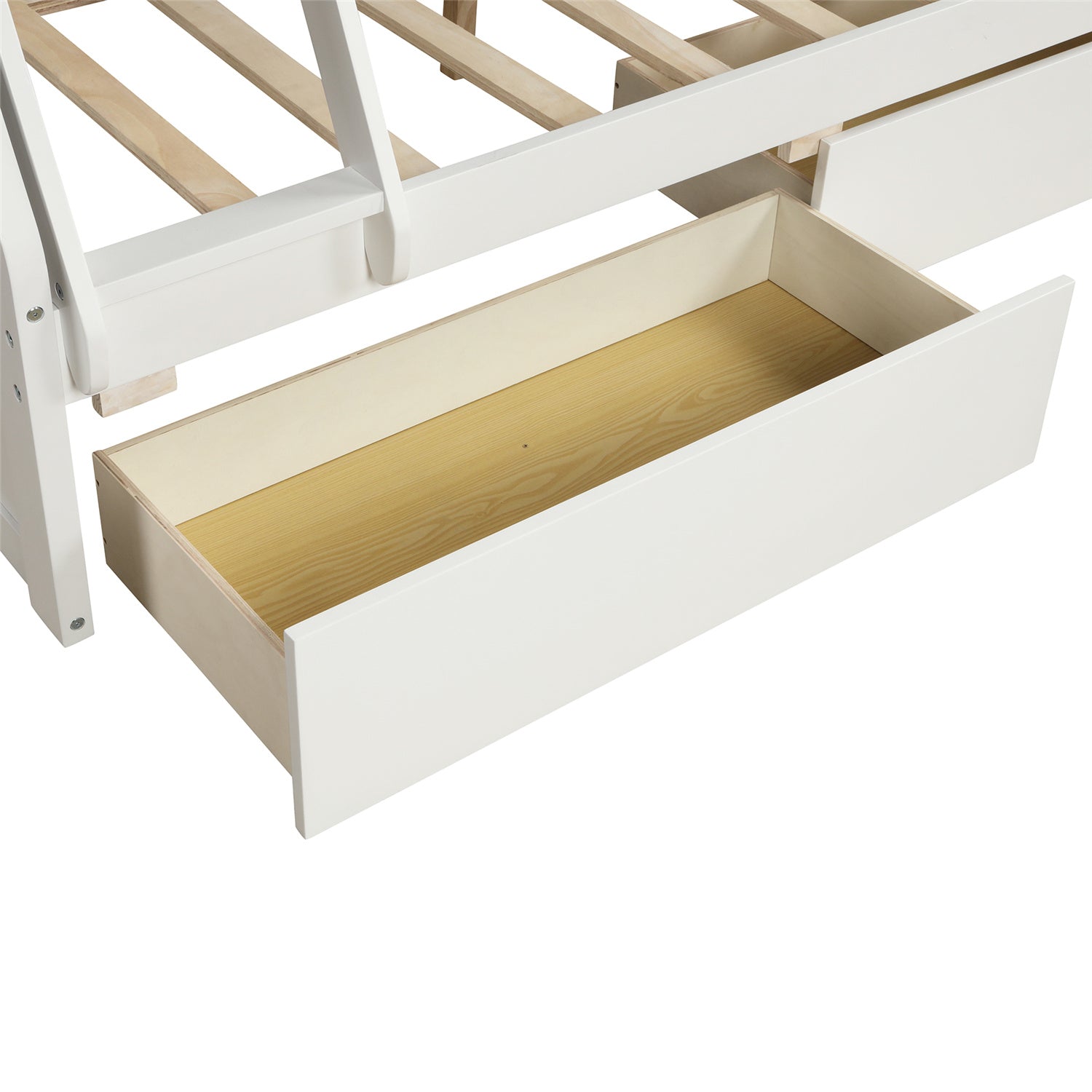 Wooden Storage Drawer for Twin Over Full Bunk Bed, White