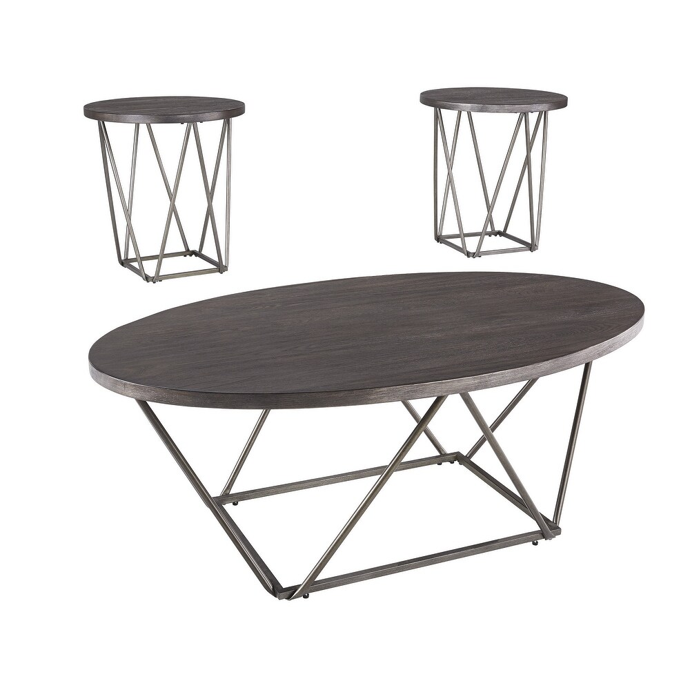 Neimhurst Contemporary Dark Brown 3 Piece Occasional Table Set