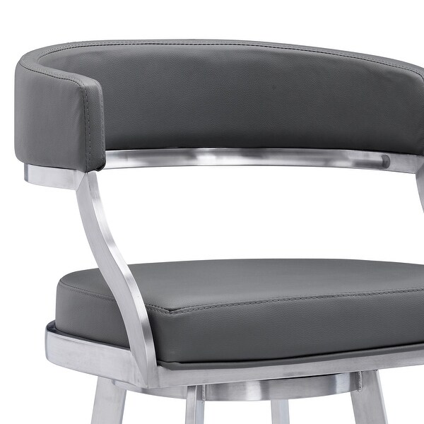 Dione Counter/Bar Height Swivel Faux Leather and Brushed Stainless Steel Bar Stool - N/A