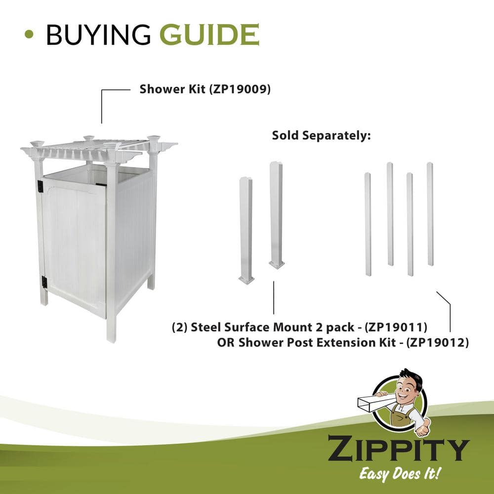 Zippity Outdoor Products 7.395 ft. x 3 ft. Vinyl Hampton Premium Outdoor Shower Enclosure Kit-(Unassembled 3-Box Unit) ZP19009