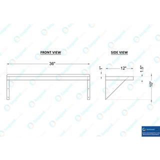 AMGOOD 12 in. W x 36 in. D Stainless Steel Wall Shelf Square Edge. Kitchen Restaurant Garage Laundry Decorative Wall Shelf AMG WS-SQ-1236